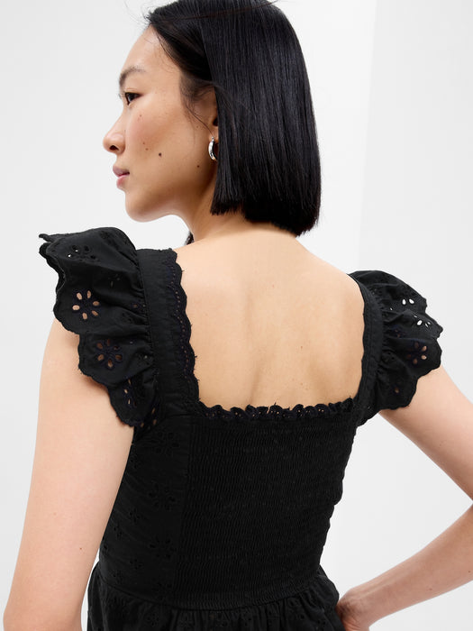 Eyelet Corset Peplum Top