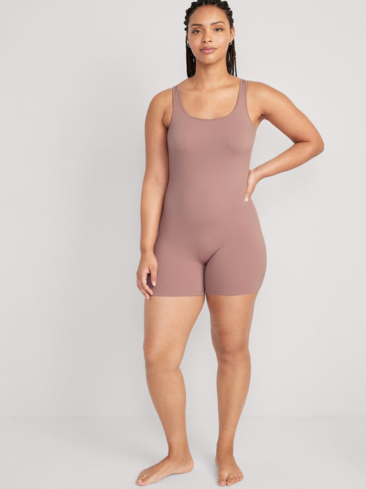 Seamless Rib-Knit Bodysuit -- 6-inch inseam