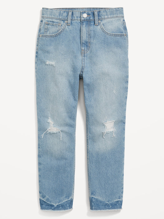 High-Waisted Slouchy Straight Ripped Jeans for Girls