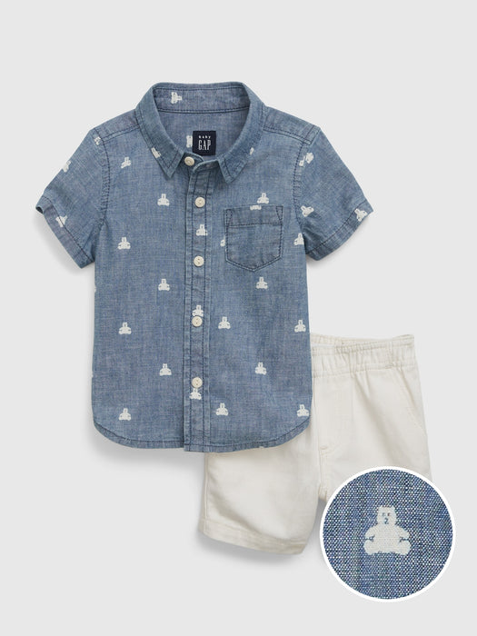 Baby Chambray Brannan Bear Outfit Set