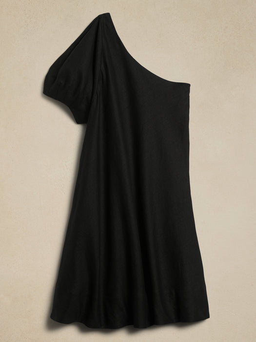 Odile One-Shoulder Linen Dress