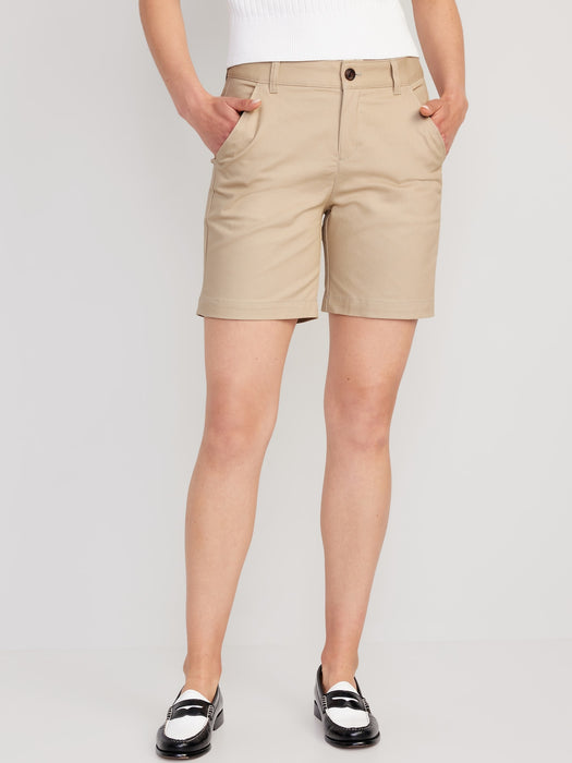 High-Waisted Uniform Bermuda Shorts -- 7-inch inseam