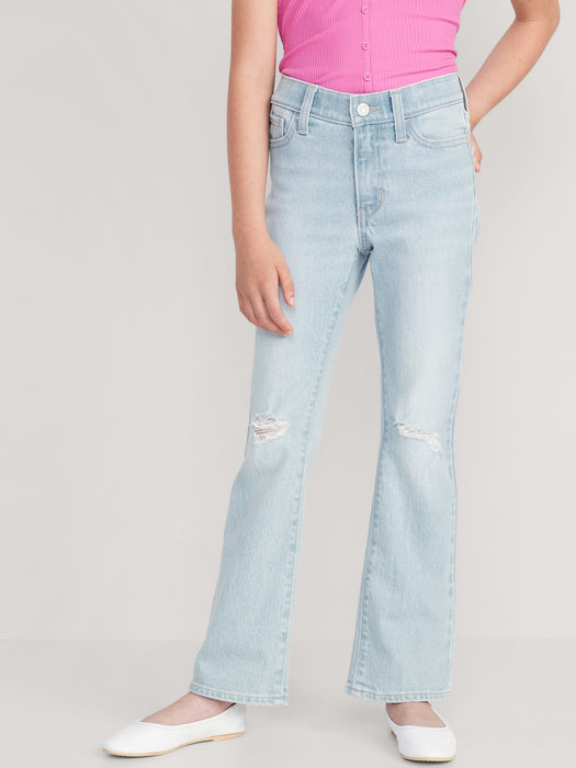 High-Waisted Built-In Tough Ripped Flare Jeans for Girls