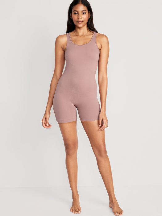 Seamless Rib-Knit Bodysuit -- 6-inch inseam