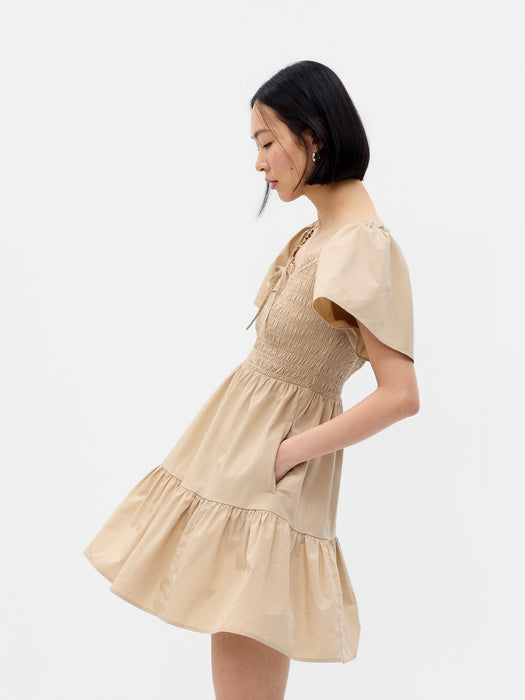 Flutter Sleeve Smocked Mini Dress