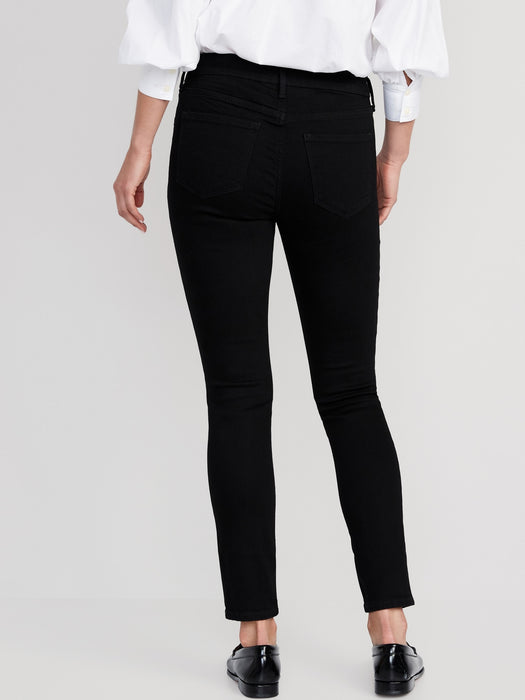 Mid-Rise Pop Icon Black-Wash Skinny Jeans for Women