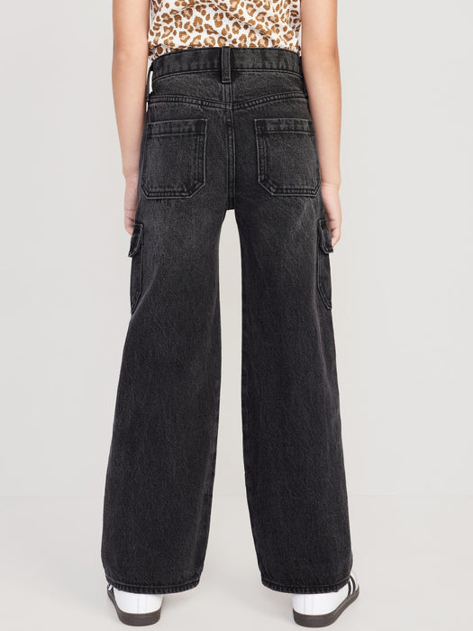 High-Waisted Baggy Wide-Leg Cargo Jeans for Girls