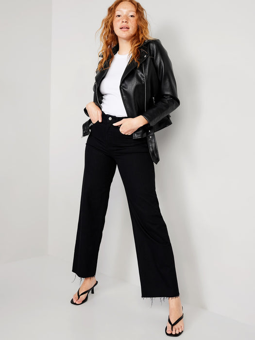 Faux-Leather Belted Biker Jacket