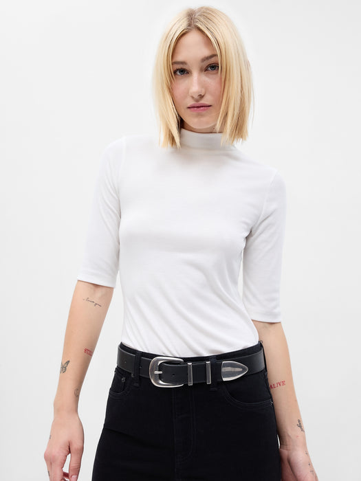 Mini Rib Mockneck T-Shirt