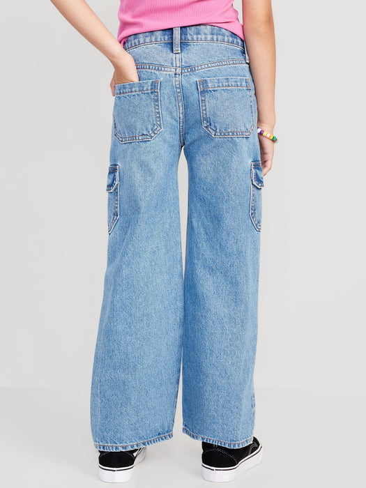 High-Waisted Baggy Wide-Leg Cargo Jeans for Girls