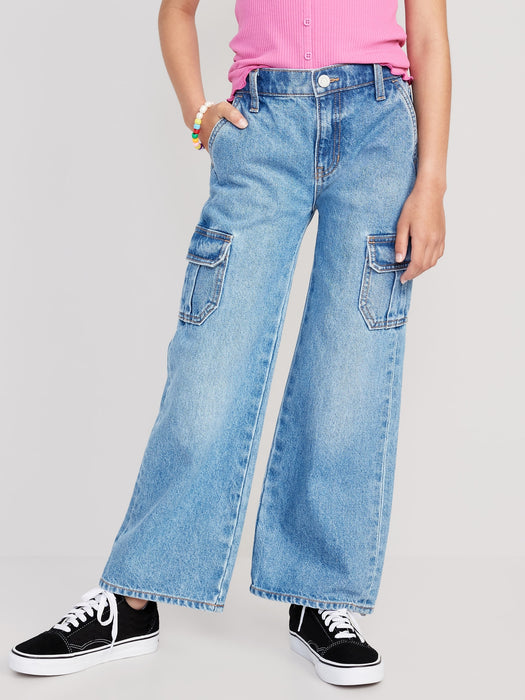 High-Waisted Baggy Wide-Leg Cargo Jeans for Girls