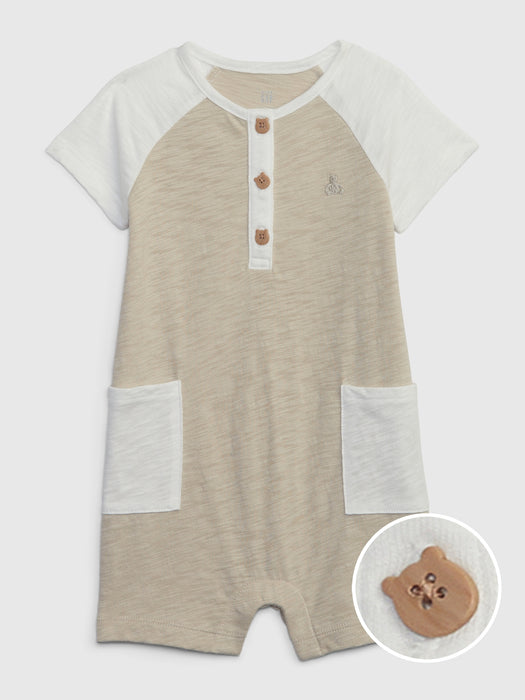 Baby 100% Organic Cotton Henley Shorty One-Piece