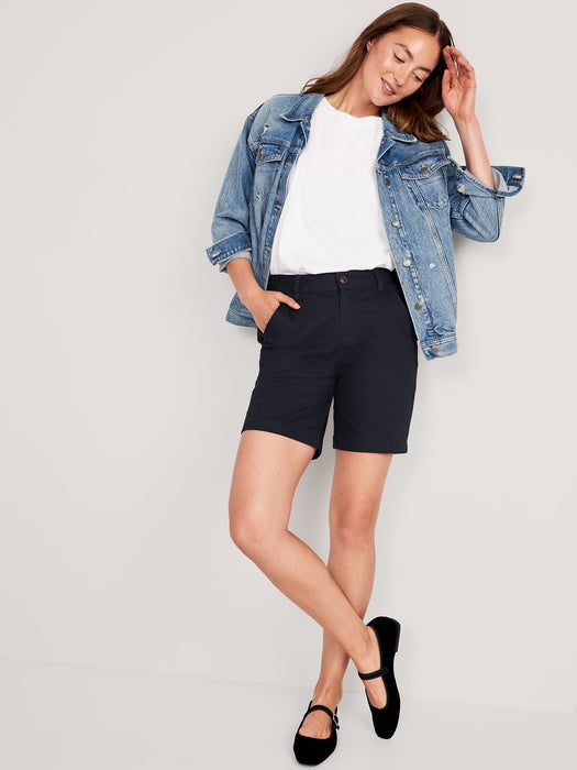 High-Waisted Uniform Bermuda Shorts -- 7-inch inseam