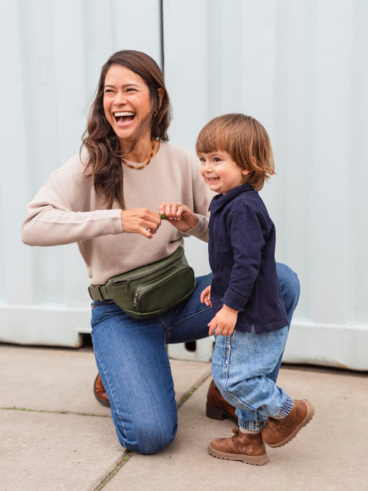 Olive Kibou Vegan Leather Diaper Bag