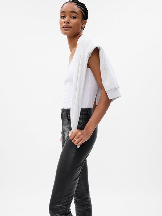 Mid Rise Vegan Leather True Skinny Pants