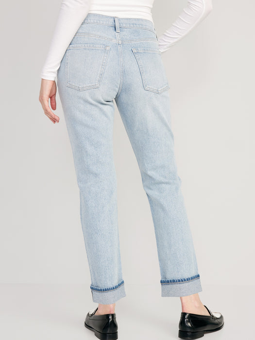 Mid-Rise Boyfriend Straight Jeans