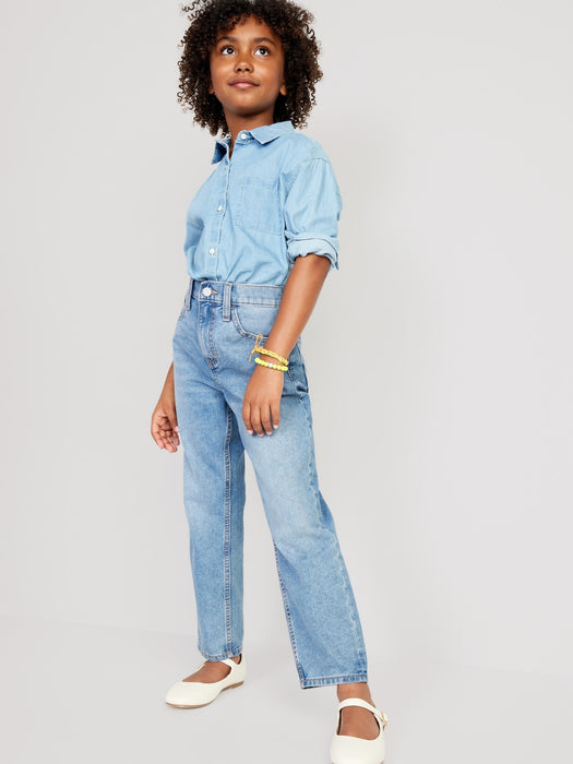 High-Waisted Slouchy Straight Built-In Tough Jeans for Girls