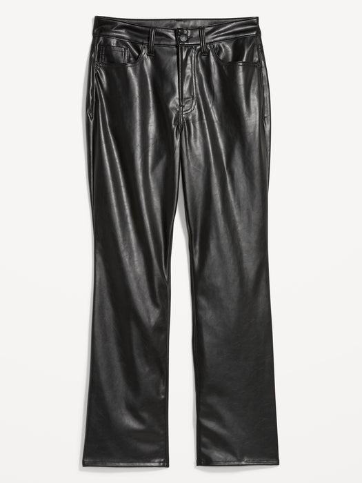 High-Waisted Faux-Leather Boot-Cut Ankle Pants