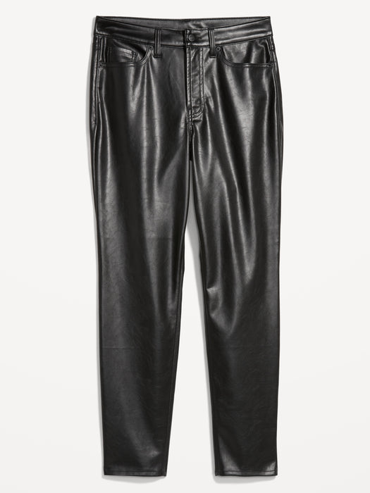 High-Waisted OG Straight Faux-Leather Ankle Pants