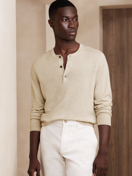 Merino Wool Henley Sweater