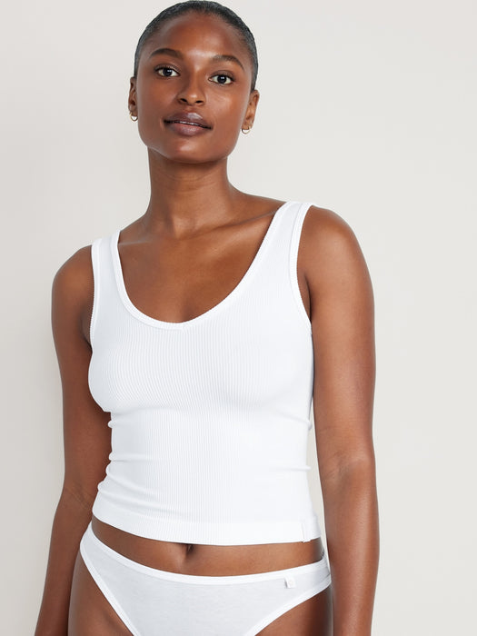 Rib-Knit Seamless Tank Top