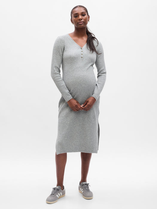 Maternity CashSoft Henley Midi Sweater Dress