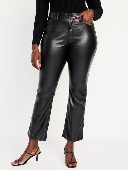 High-Waisted Faux-Leather Boot-Cut Ankle Pants