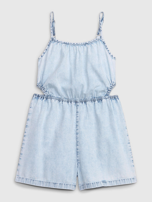 Kids Cutout Denim Romper