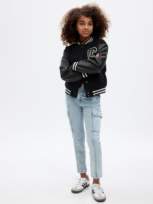 Kids High Rise Girlfriend Cargo Jeans