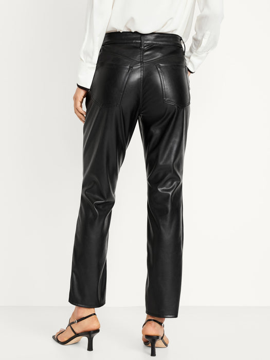 High-Waisted Faux-Leather Boot-Cut Ankle Pants