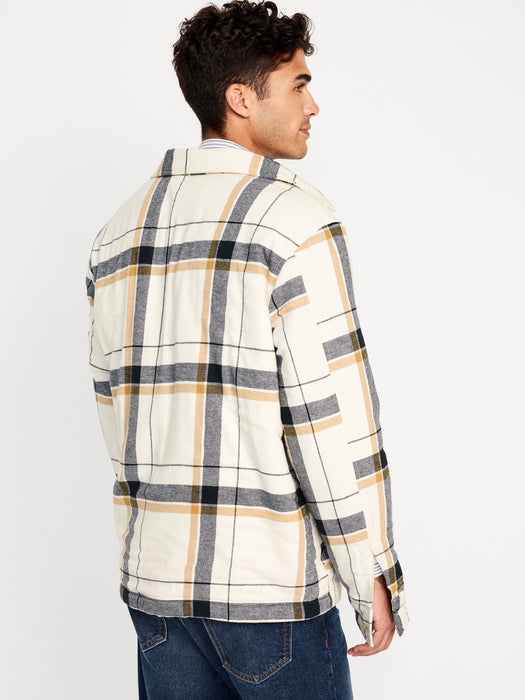 Sherpa-Lined Flannel Shacket