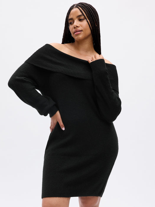 Off-Shoulder Mini Sweater Dress