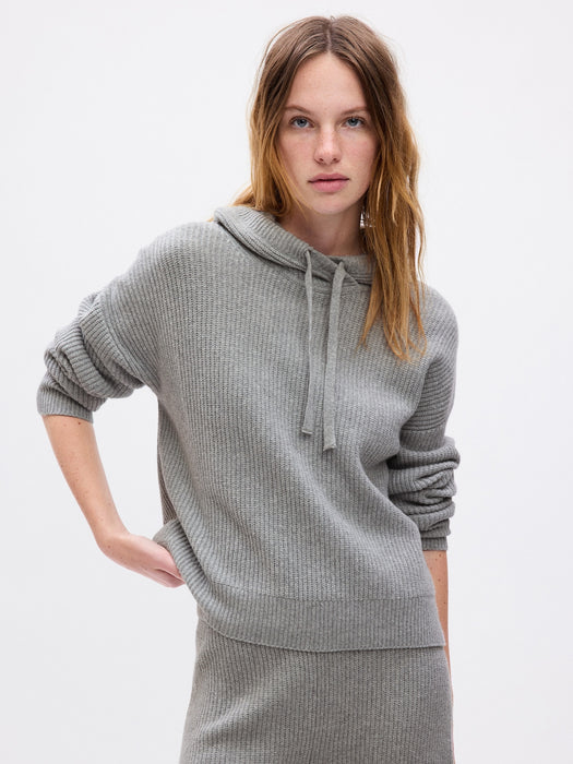 CashSoft Shaker-Stitch Sweater Hoodie