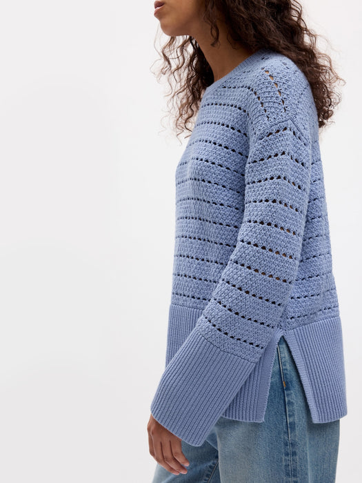 24/7 Split-Hem Crochet Sweater