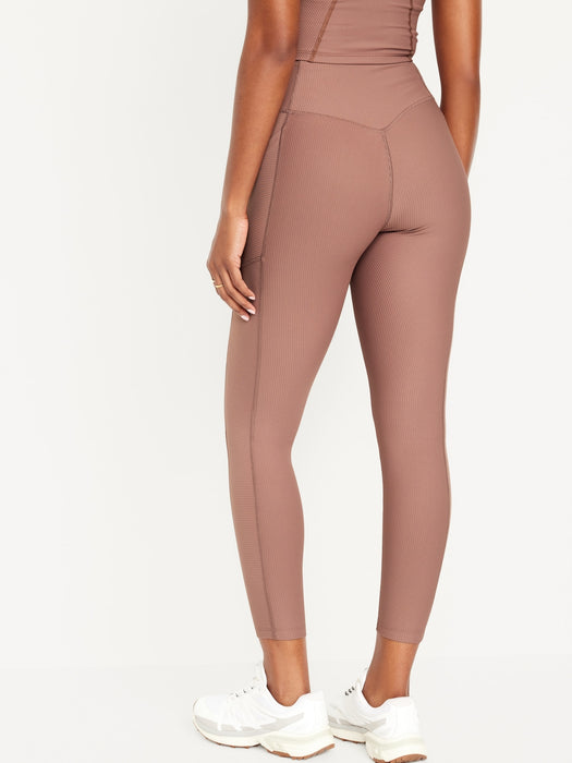 High-Waisted PowerSoft Ribbed 7/8 Leggings