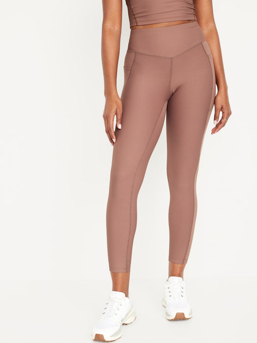 High-Waisted PowerSoft Ribbed 7/8 Leggings