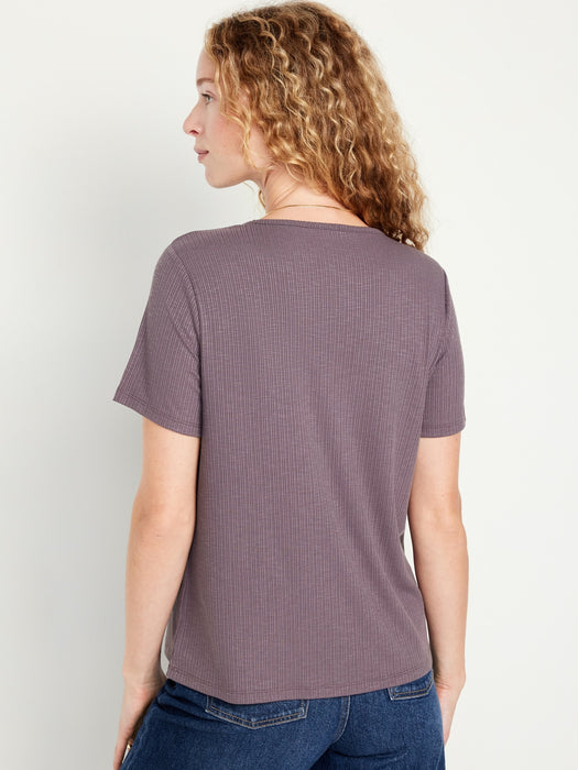 Luxe Ribbed Slub-Knit T-Shirt