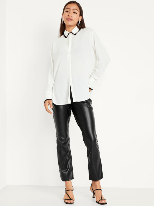 High-Waisted Faux-Leather Boot-Cut Ankle Pants