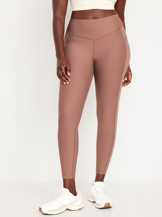 High-Waisted PowerSoft Ribbed 7/8 Leggings