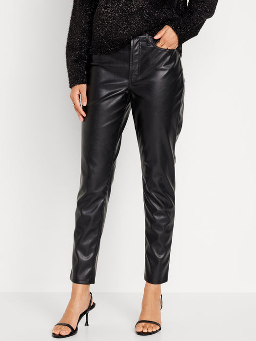 High-Waisted OG Straight Faux-Leather Ankle Pants