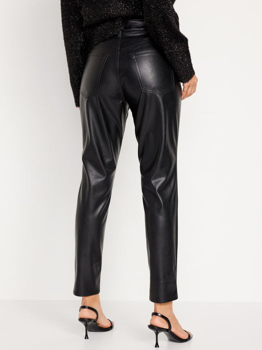 High-Waisted OG Straight Faux-Leather Ankle Pants