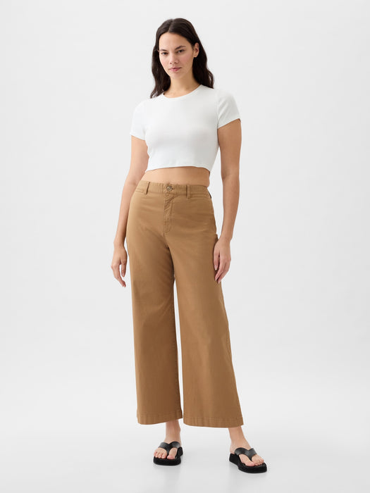 High Stride Wide-Leg Ankle Khakis