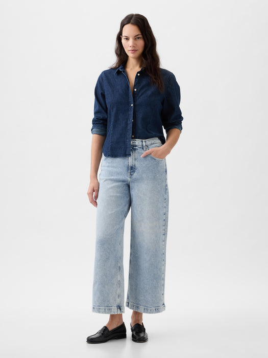 High Rise Stride Wide-Leg Ankle Jeans