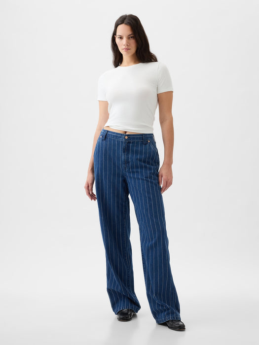 Mid Rise '90s Loose Pinstripe Carpenter Jeans