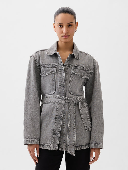 Belted Denim Shirt Jacket