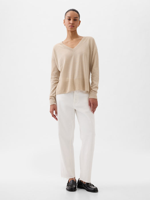 24/7 Split-Hem Linen-Blend Sweater