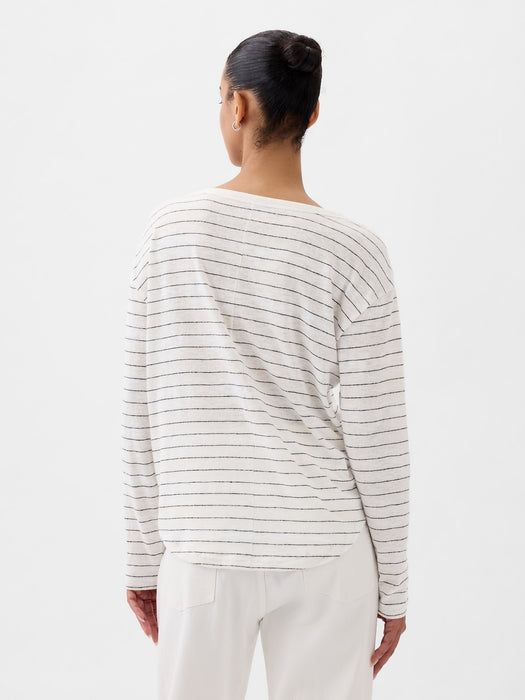 Linen-Blend Boatneck T-Shirt