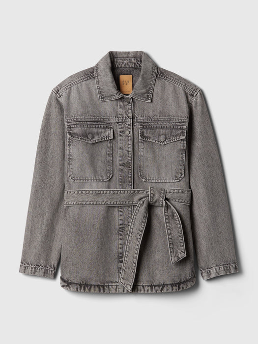 Belted Denim Shirt Jacket