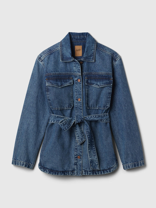 Belted Denim Shirt Jacket