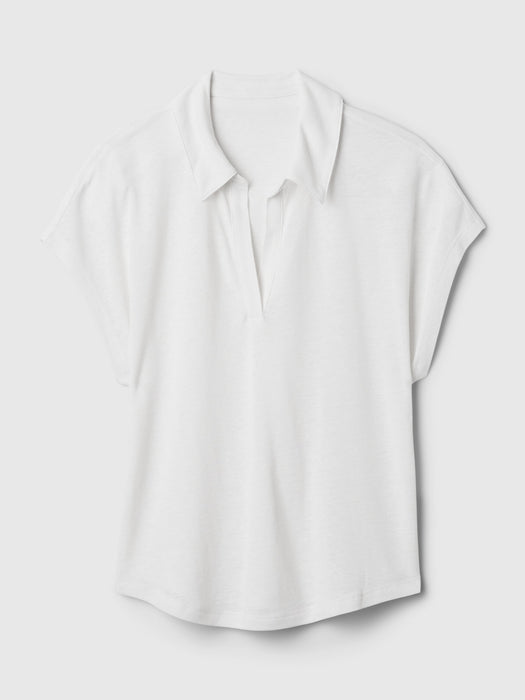 Linen-Blend Polo Shirt